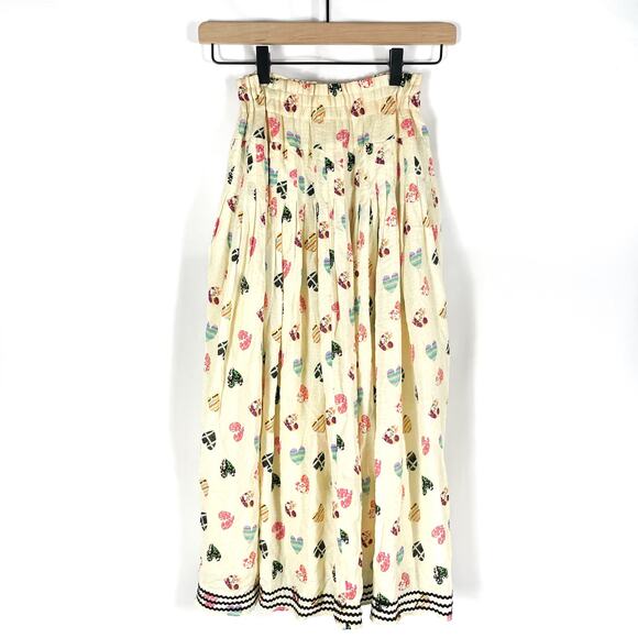 Hofmann Copenhagen Elina Heart Print Skirt Yellow Pleated‎ Elastic Waist Sz 2 - Picture 6 of 14